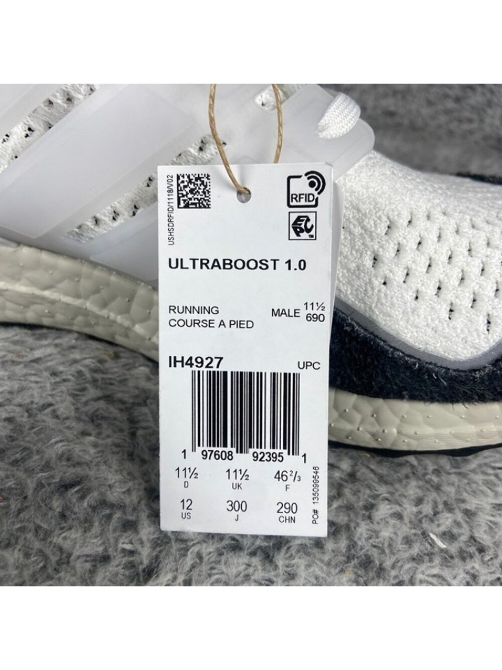 Adidas UltraBoost 1.0 Running Size 12 Men White Core Black IH4927 - Picture 7 of 7